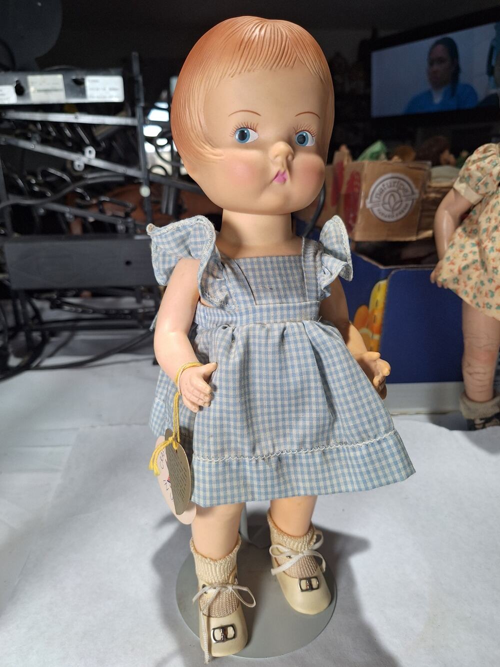 1986 Effanbee Patsy Doll Original Tags Blue Gingham Dress Shoes Vintage 14 Inch